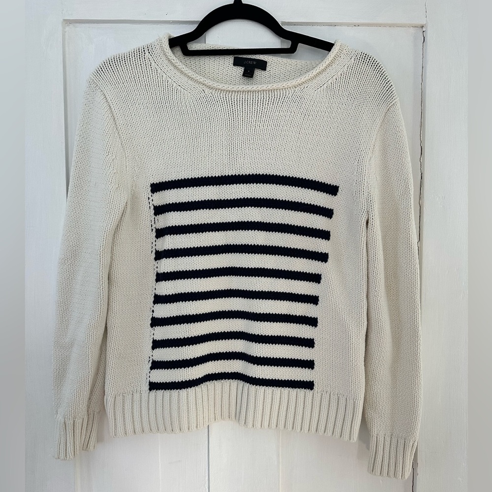 J. Crew Knit Sweater with Navy Blue stripes - Size S